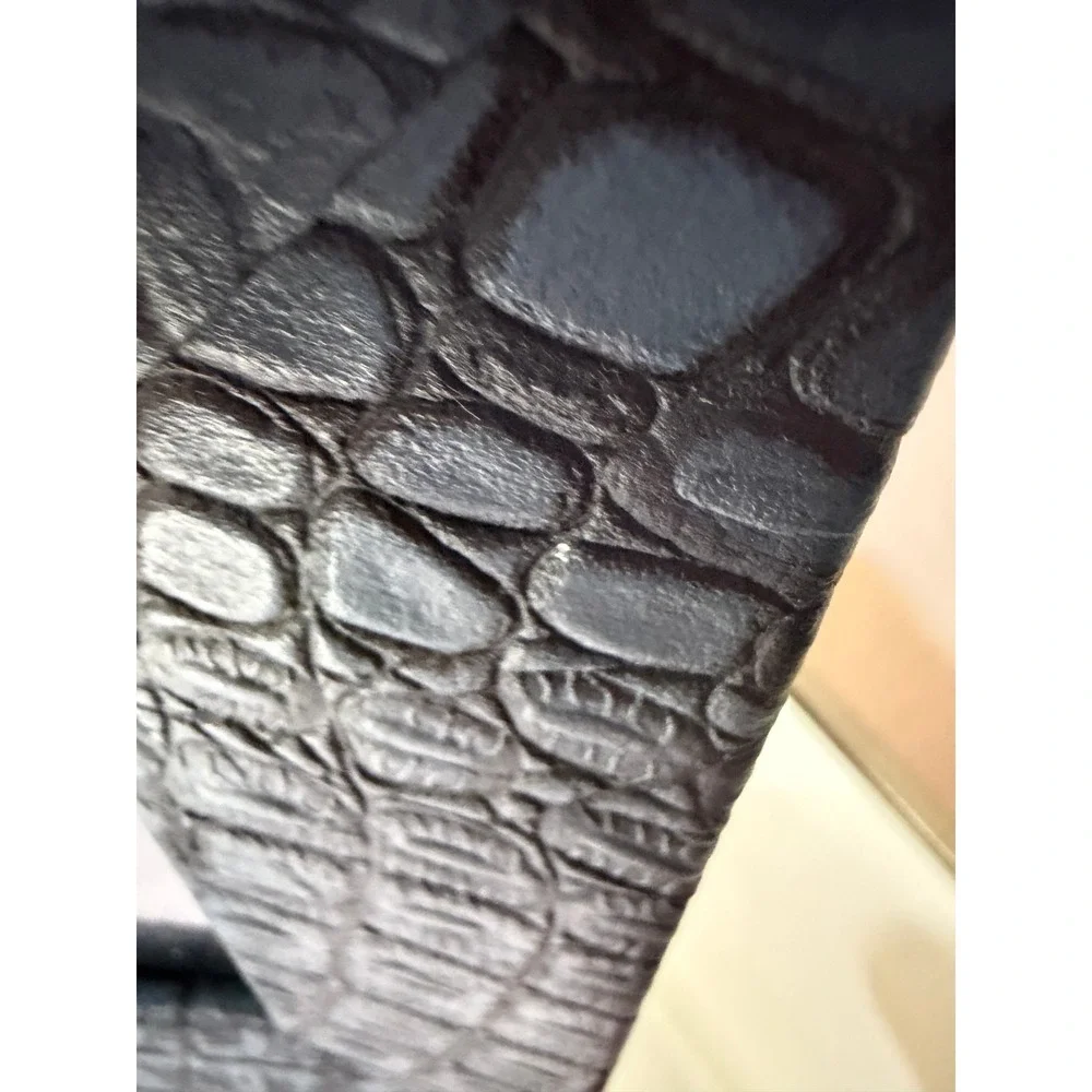 Navy Crocodile Embossed Genuine Leather Picture Frame Easel Back Chic